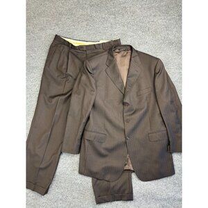 Zanieri 2 Piece Suit Men's 52 Jacket W38 x L31 Pants Brown‎ 100% Wool Italy Made